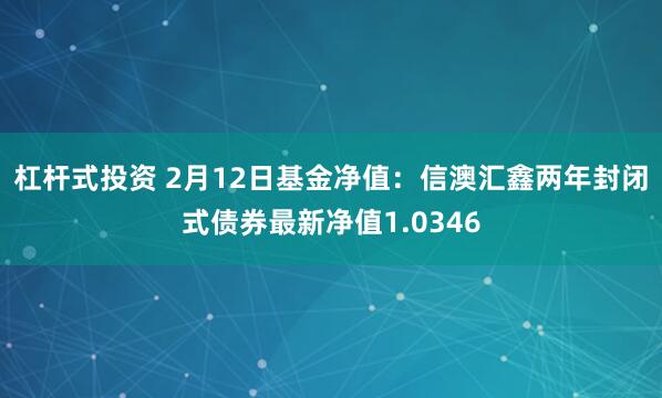 杠杆式投资 2月12日基金净值：信澳汇鑫两年封闭式债券最新净值1.0346