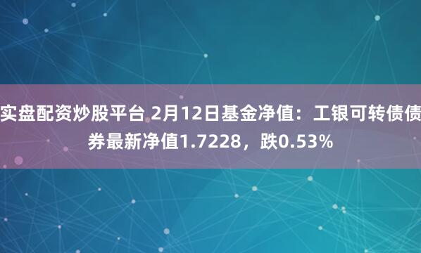 实盘配资炒股平台 2月12日基金净值：工银可转债债券最新净值1.7228，跌0.53%