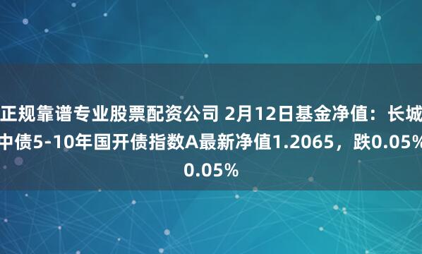 正规靠谱专业股票配资公司 2月12日基金净值：长城中债5-10年国开债指数A最新净值1.2065，跌0.05%