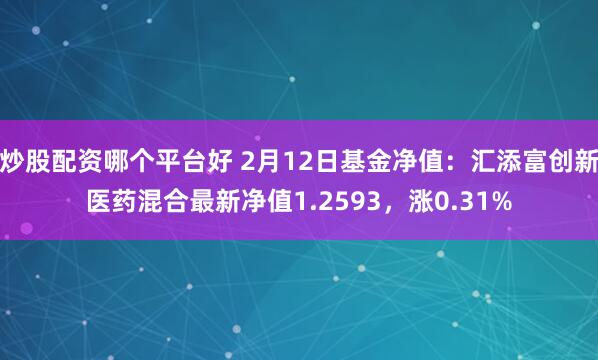 炒股配资哪个平台好 2月12日基金净值：汇添富创新医药混合最新净值1.2593，涨0.31%