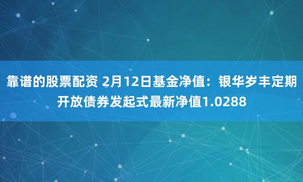 靠谱的股票配资 2月12日基金净值：银华岁丰定期开放债券发起式最新净值1.0288