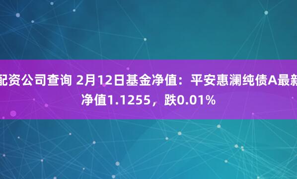 配资公司查询 2月12日基金净值：平安惠澜纯债A最新净值1.1255，跌0.01%