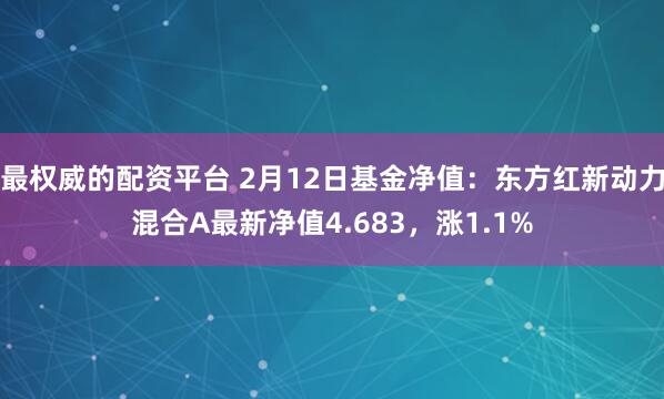 最权威的配资平台 2月12日基金净值：东方红新动力混合A最新净值4.683，涨1.1%